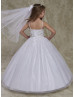 Beaded Shimmering Tulle Flower Girl Dress With Bolero